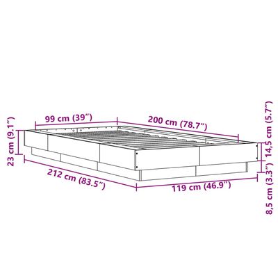 vidaXL Sängram svart 100x200 cm konstruerad trä