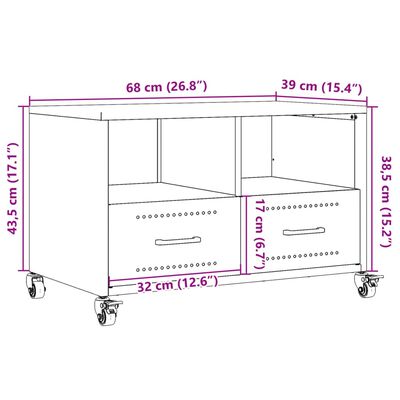 vidaXL Tv-bänk senapsgul 68x39x43,5 cm stål