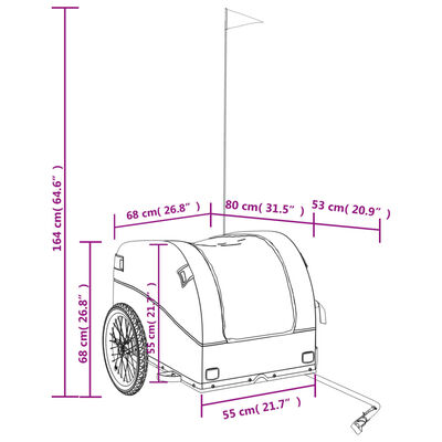 vidaXL Cykelvagn svart och grön 45 kg järn