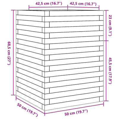 vidaXL Odlingslåda 50x50x68,5 cm impregnerat furu