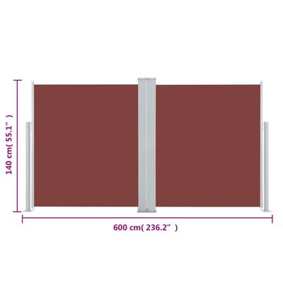 vidaXL Infällbar sidomarkis brun 140x600 cm