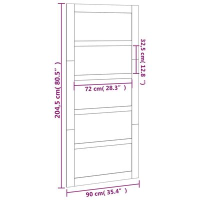 vidaXL Ladugårdsdörr 90x1,8x204,5 cm massiv furu