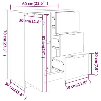 vidaXL Skänk svart 60x30x70 cm konstruerat trä