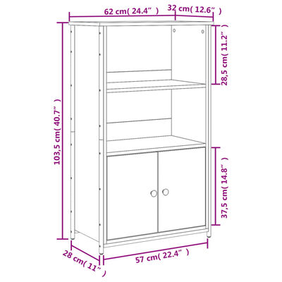 vidaXL Skåp rökfärgad ek 62x32x103,5 cm konstruerat trä