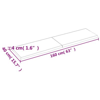 vidaXL Hyllplan 160x40x(2-4) cm obehandlad massiv ek