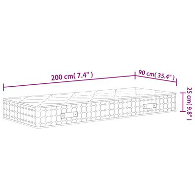 vidaXL Pocketresårmadrass medium fast 90x200 cm