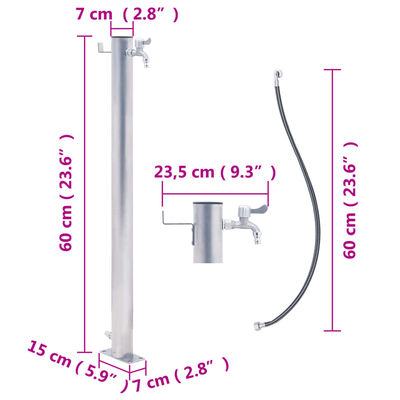 vidaXL Vattenpost 60 cm rostfritt stål rund