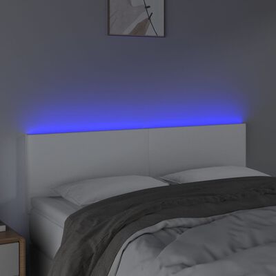 vidaXL Sänggavel LED vit 144x5x78/88 cm konstläder