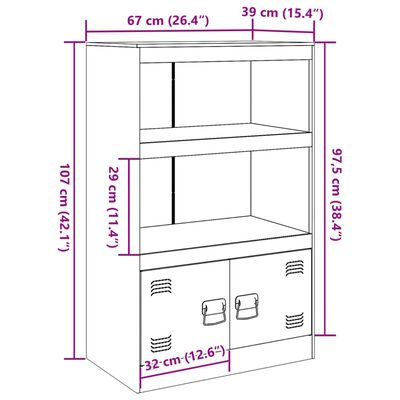 vidaXL Skänk rosa 67x39x107 cm stål