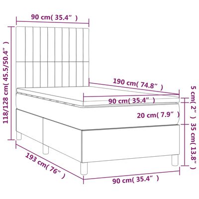 vidaXL Ramsäng med madrass gräddvit 90x190 cm tyg