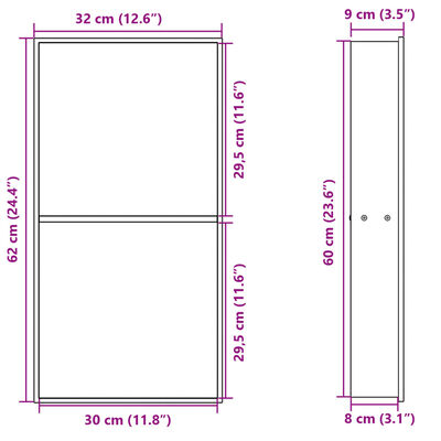 vidaXL Duschnisch matt svart 32x62x9 cm rostfritt stål