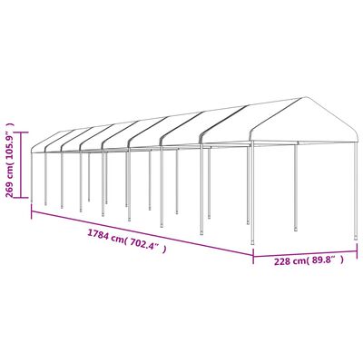 vidaXL Paviljong med tak vit 17,84x2,28x2,69 m polyeten