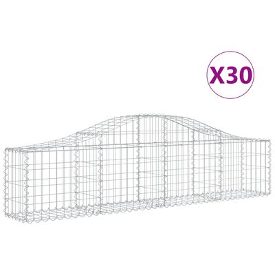 vidaXL Gabion bågformad 30 st 200x30x40/60 cm galvaniserat järn