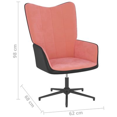 vidaXL Vilstol med fotpall rosa sammet och PVC