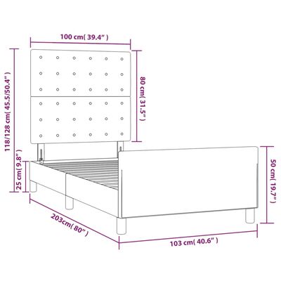 vidaXL Sängram med huvudgavel svart 100x200 cm konstläder