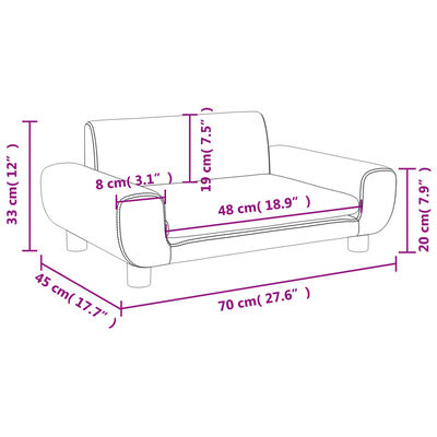 vidaXL Barnsoffa mörkgrå 70x45x33 cm sammet