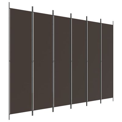 vidaXL Rumsavdelare 6 paneler brun 300x220 cm tyg