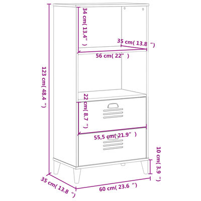 vidaXL Bokhylla VIKEN svart 60x35x123 cm konstruerat trä