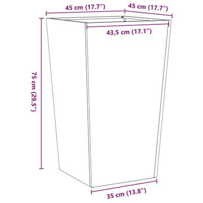 vidaXL Trädgårdskrukor 2 st 45x45x75 cm rosttrögt stål