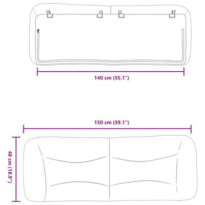 vidaXL Dyna till huvudgavel gräddvit 140 cm tyg