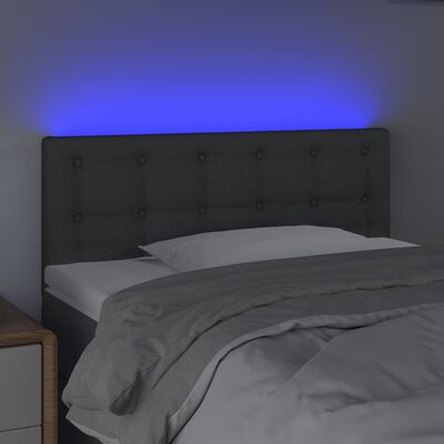 vidaXL Sänggavel LED mörkgrå 90x5x78/88 cm tyg