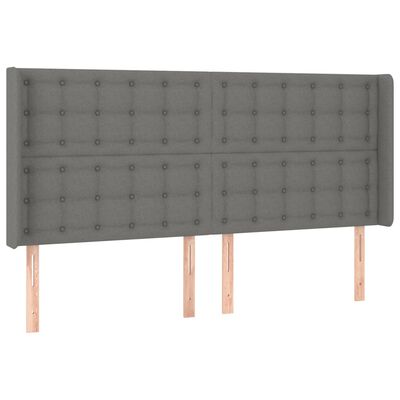 vidaXL Sänggavel LED mörkgrå 183x16x118/128 cm tyg