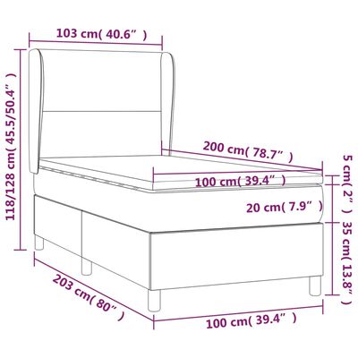 vidaXL Ramsäng med madrass & LED svart 100x200 cm tyg