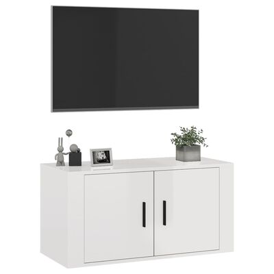 vidaXL Väggmonterad tv-bänk vit högglans 80x34,5x40 cm