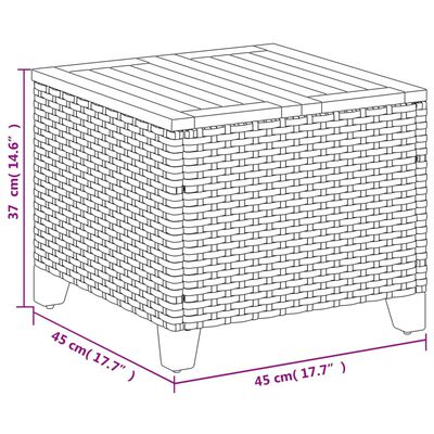 vidaXL Trädgårdsbord grå 45x45x37 cm konstrotting akaciaträ