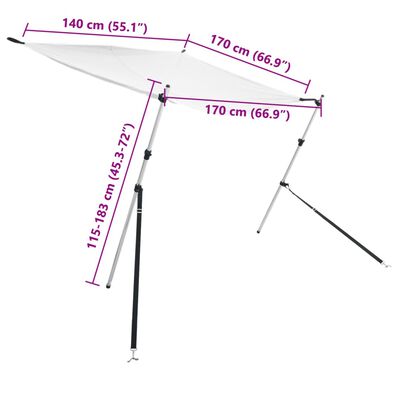 vidaXL Förlängningsdel för båtkapell vit 170x170x(115-183) cm