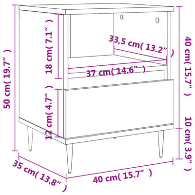 vidaXL Sängbord 2 st sonoma-ek 40x35x50 cm konstruerat trä