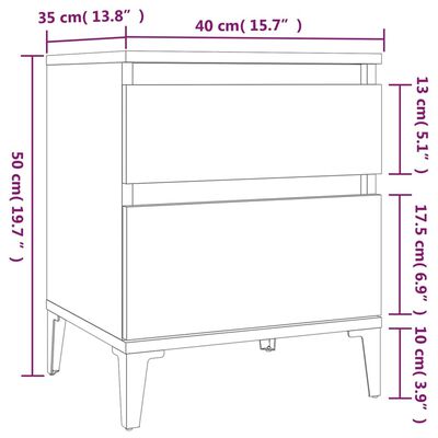 vidaXL Sängbord 2 st sonoma-ek 40x35x50 cm