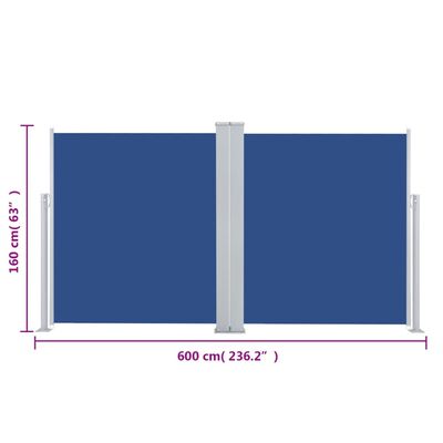 vidaXL Infällbar sidomarkis blå 160x600 cm