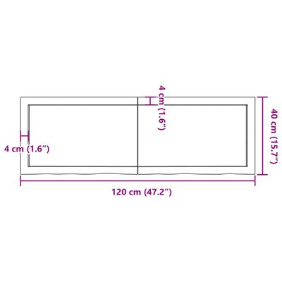 vidaXL Bordsskiva mörkbrun 120x40x(2-4) cm behandlad massiv ek