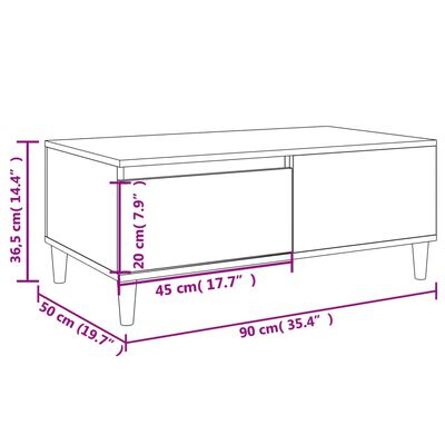 vidaXL Soffbord svart 90x50x36,5 cm konstruerat trä