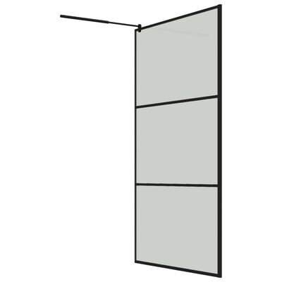 vidaXL Duschvägg med hylla svart 115x195 cm ESG-glas&aluminium