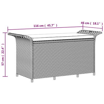 vidaXL Trädgårdsbänk med dyna brun 116x46x57 cm konstrotting