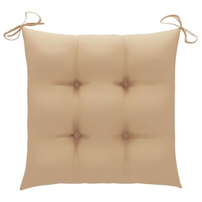 vidaXL Gungstol med beige dyna massiv teak