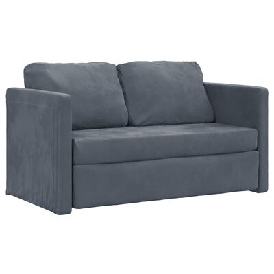 vidaXL Golvbäddsoffa 2-i-1 mörkgrå 122x204x55 cm sammet