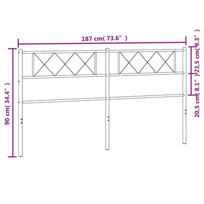 vidaXL Huvudgavel metall svart 180 cm