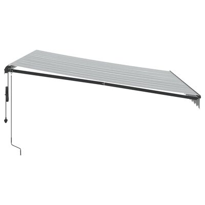 vidaXL Markis automatiskt infällbar med LEDs antracit&vit 400x350 cm