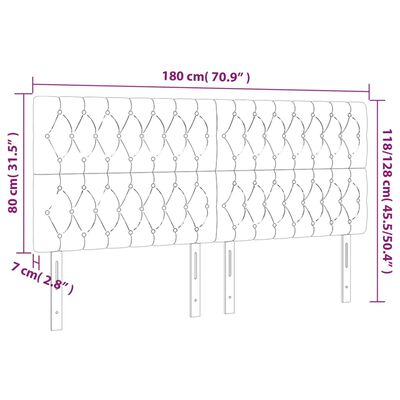 vidaXL Sänggavel LED mörkgrå 180x7x118/128 cm tyg