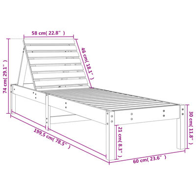 vidaXL Solsängar 2 st 199,5x60x74 cm massiv furu