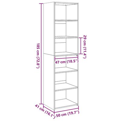 vidaXL Högskåp vit 50x41x185 cm konstruerat trä