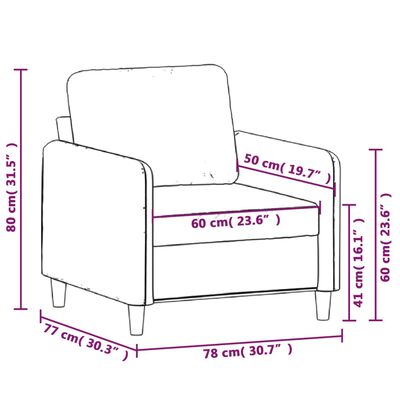 vidaXL Fåtölj ljusgrå 60 cm tyg