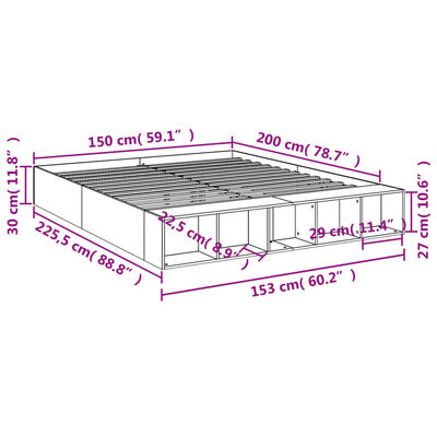 vidaXL Sängram rökfärgad ek 150x200 cm konstruerad trä