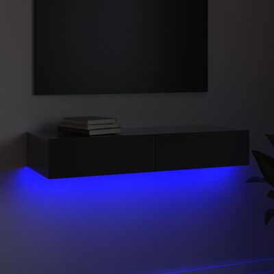 vidaXL TV-bänk med LED-belysning grå högglans 90x35x15,5 cm