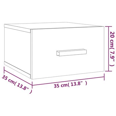 vidaXL Väggmonterat sängbord 2 st brun ek 35x35x20 cm