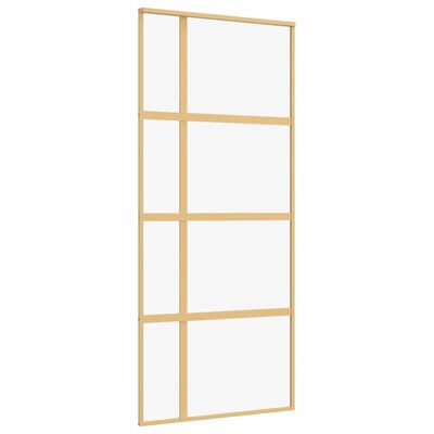 vidaXL Skjutdörr guld 90x205 cm klart ESG-glas och aluminium