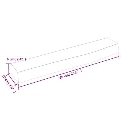 vidaXL Vägghylla mörkbrun 60x10x6 cm behandlad massiv ek